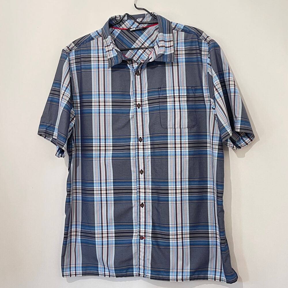 The North Face Button Down Shirt Mens XL Blue Short Sleeve Performance Quick Dry